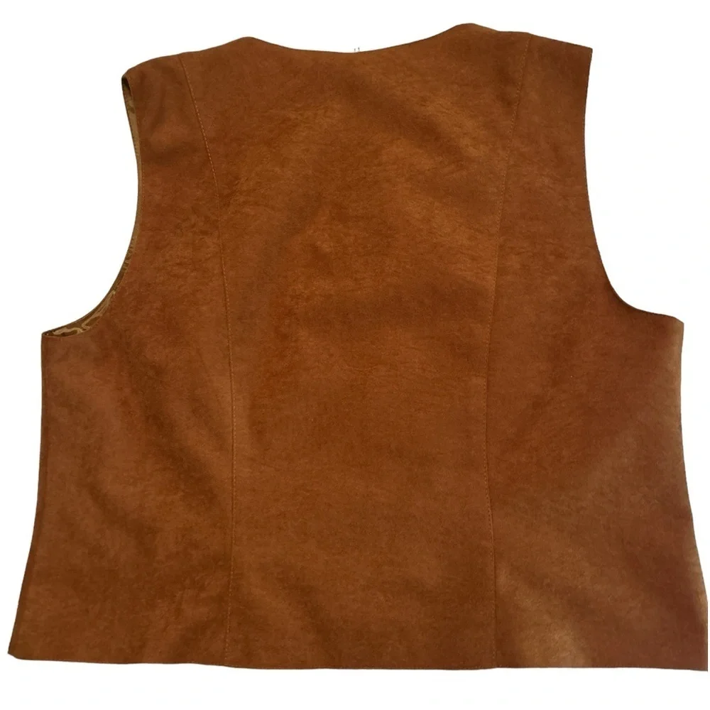 River Ridge faux suede brown vest with front zipper size LP